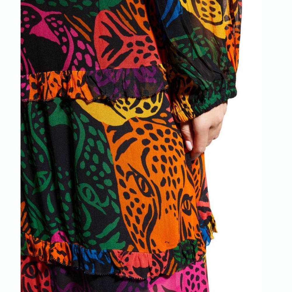 ๐ FARM Rio Rainbow Midnight Leopards Tiered Maxi dress - Picture 8 of 13